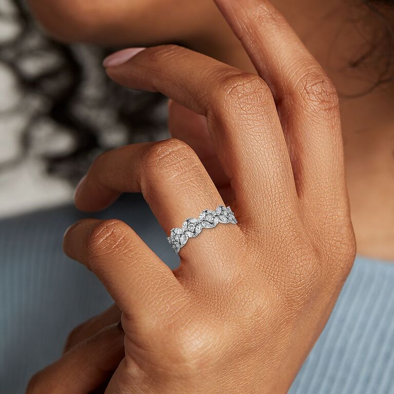 marquise-cut and round-cut diamonds in floral design