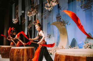 Traditional Chinese Drum Performer at Wedding in Zhangjiajie, China