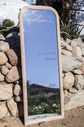 Decorative Mirror Sign at California Wedding