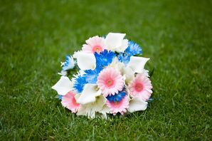 Pink, Blue and White Bridal Bouquet