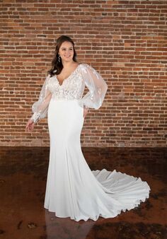 Essense of Australia D3699 plus Fit-and-Flare Wedding Dress