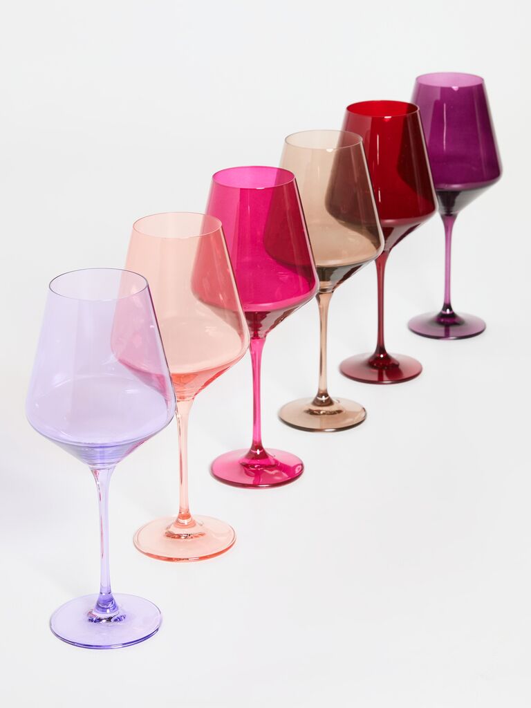 Trendy colored wine glasses last-minute anniversary gift