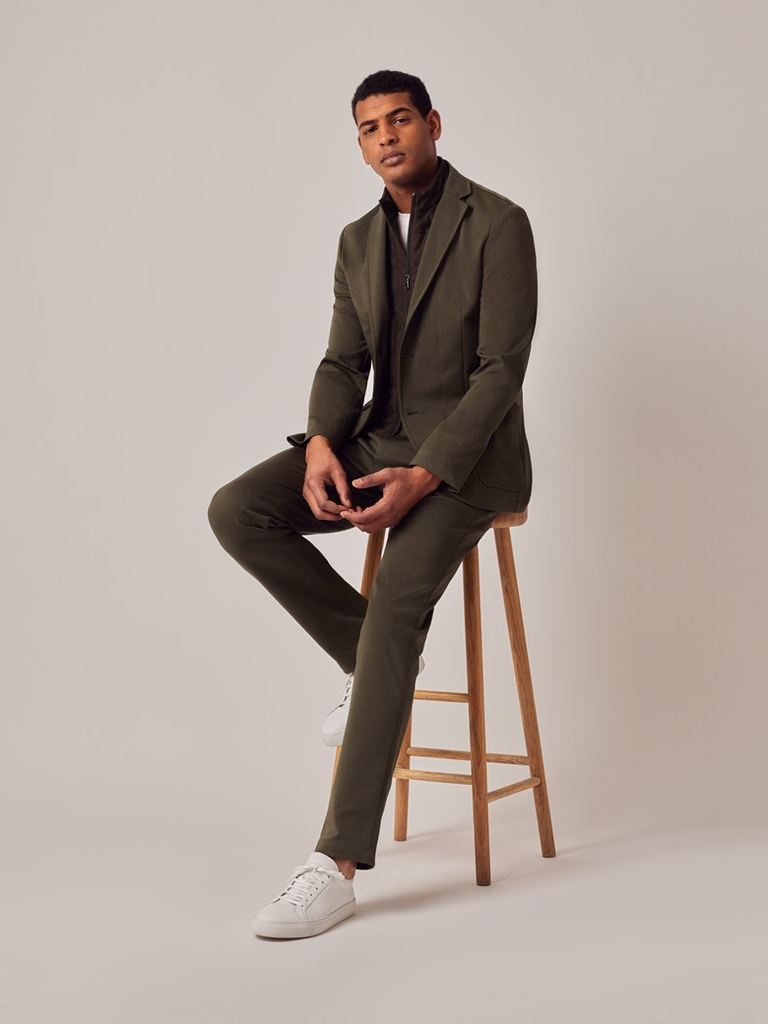 Affordable Olive Knitted Stretch Suit from Hawes & Curtis 