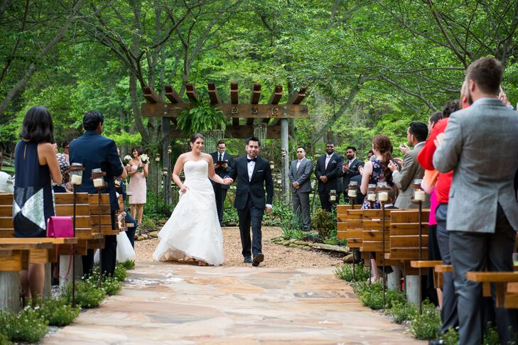 Ashley and Miguel involved their family in a lot of the wedding with Ashley's brother acting as the ceremony's officiant and with two of their best friends performing readings. "We wanted our wedding to be intimate and special," Ashley says.