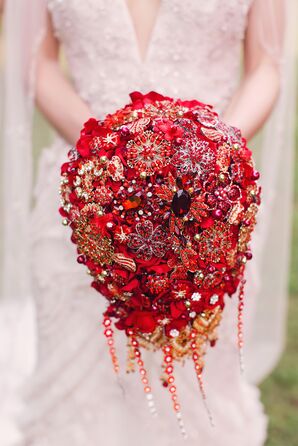 Sparkly Red Brooch Bouquet