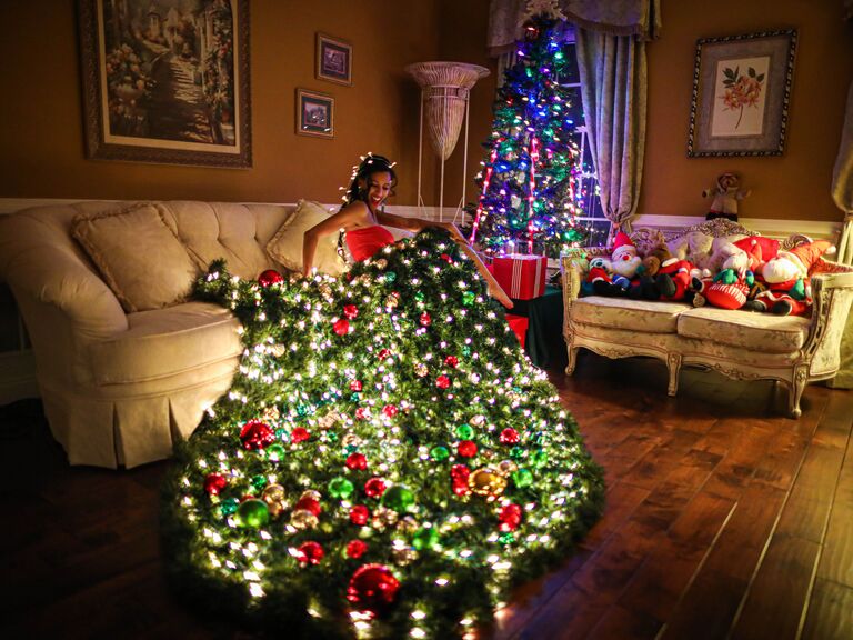 Christmas tree inspired dress by DiDomenico Design. 