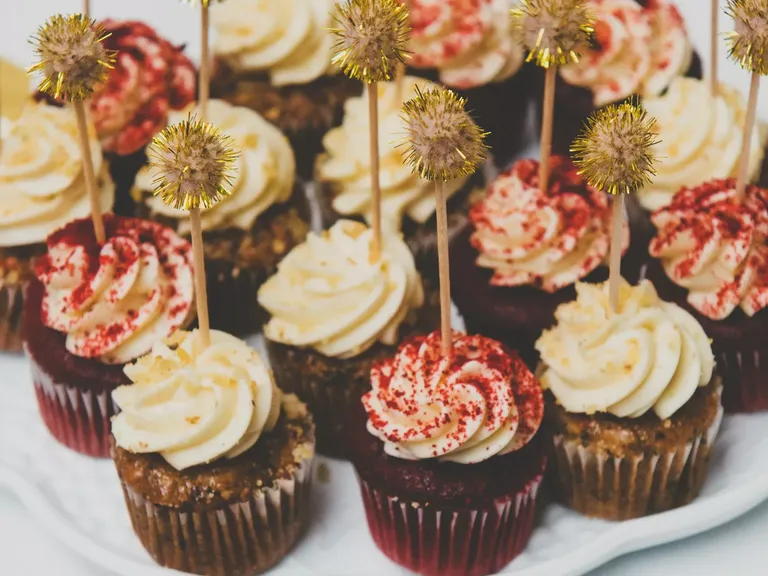 Decorative Carrot Cake and Red Velvet Wedding Cupcakes