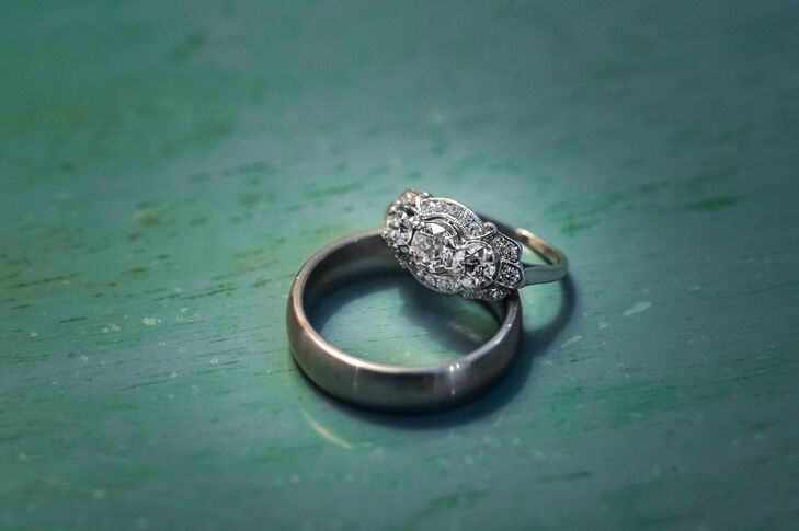 "The engagement ring is a 1920s European estate piece from Alexandria Rossoff in downtown Seattle. I looked at modern conflict free rings, but quickly became enchanted with antique options," says Liz.