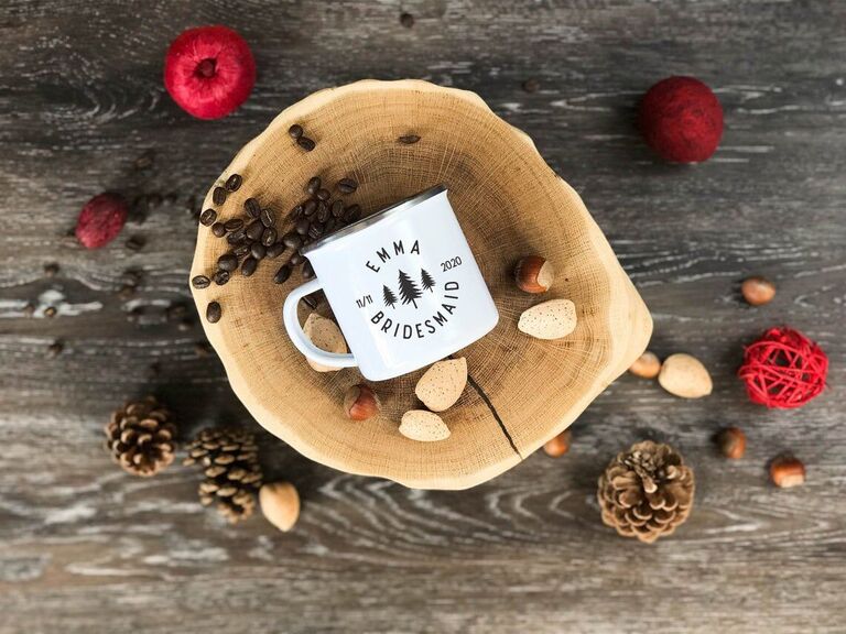Personalized camping mug bridesmaid gift idea