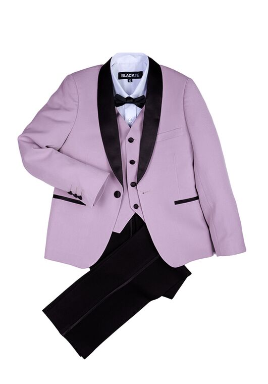 BLACKTIE "London" Kids Lavender Tuxedo (5-Piece Set) Flower Girl Dress and Ring Bearer Outfit - 7