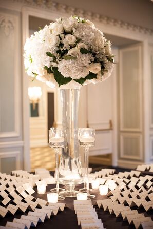 White Floral Escort-Card Display