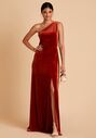 Birdy Grey Kira Dress in Velvet Burnt Orange One Shoulder Bridesmaid Dress - thumbnail - 5