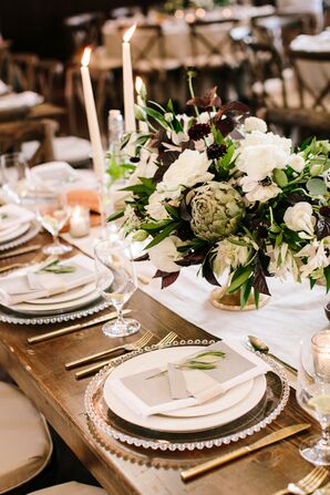 Fresh Artichoke Centerpiece with Anemones