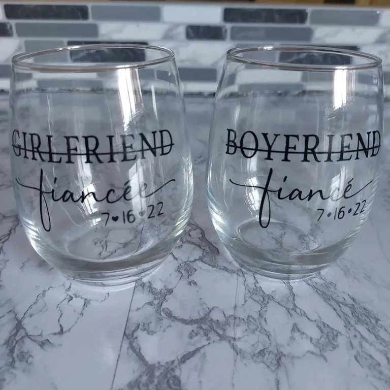 Girlfriend Fiancee Boyfriend Fiance Engagement Photo Wine Glass Props