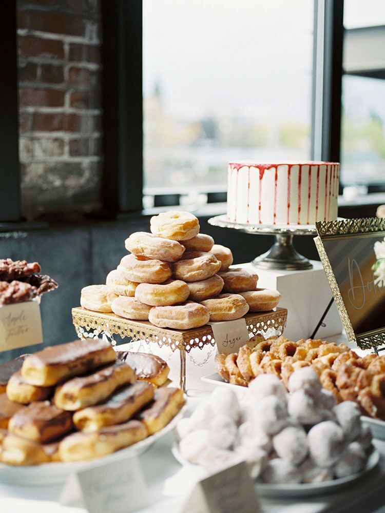 dessert buffet with doughnuts