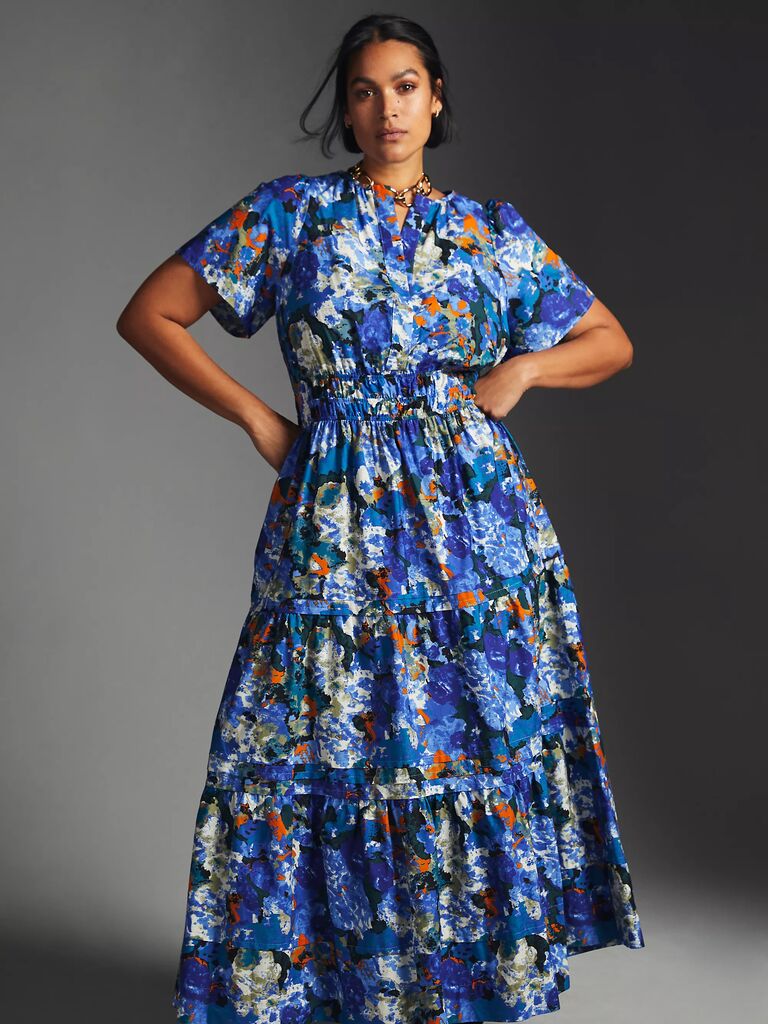 watercolor-inspired cotton maxi dress for late spring weddings 