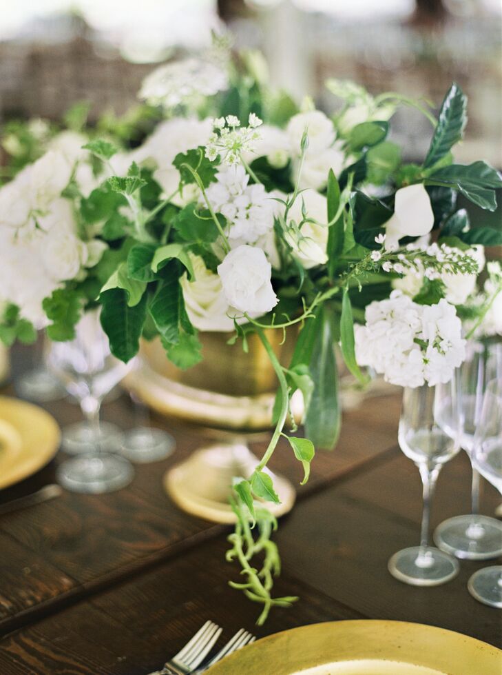 Fresh White and Green Floral Centerpieces