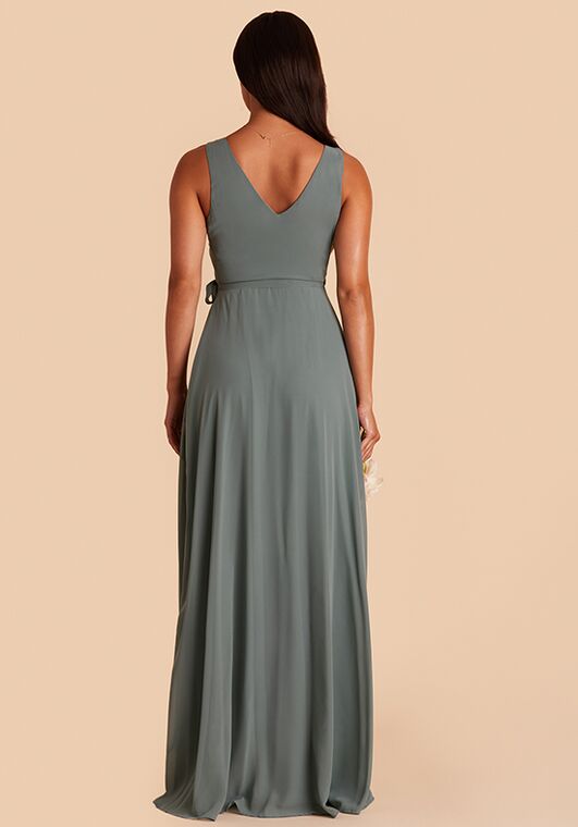Birdy Grey Minae Dress in Chiffon Sea Glass V-Neck Bridesmaid Dress - 4