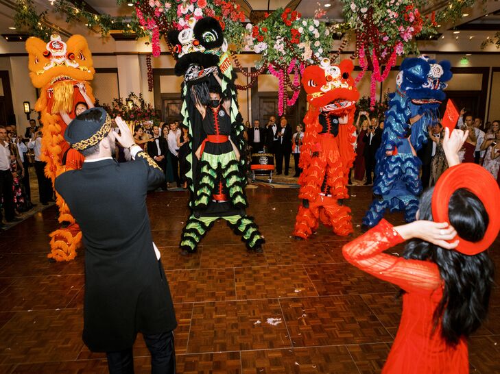 Vietnamese Lion Dancers at Ballroom Wedding Reception