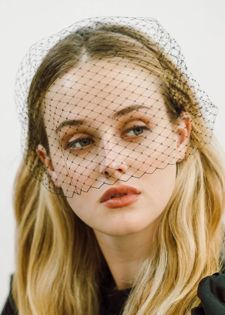 Black birdcage veil