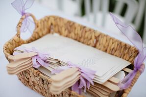 Fan Wedding Programs With Purple Ribbon