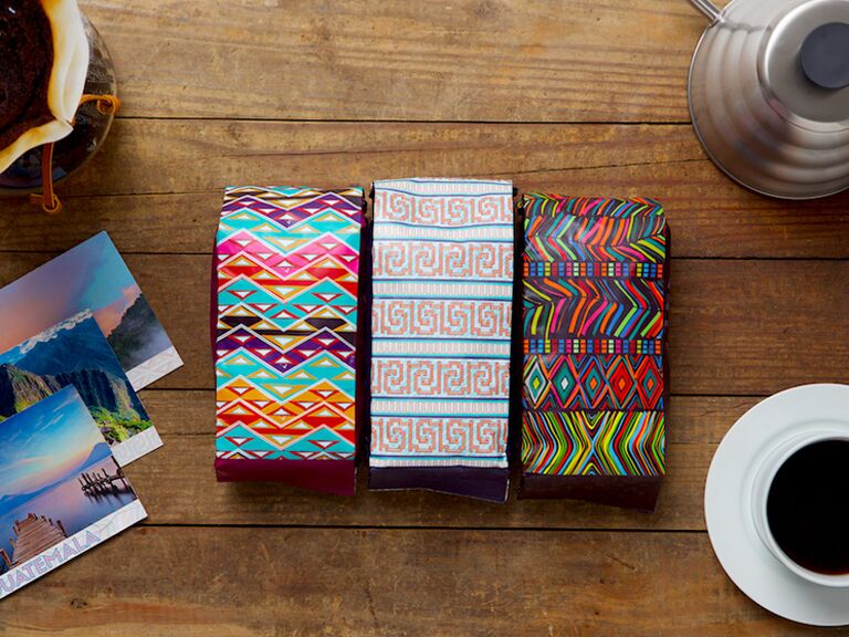 Gourmet coffee in colorful packaging act of service gift morning coffee