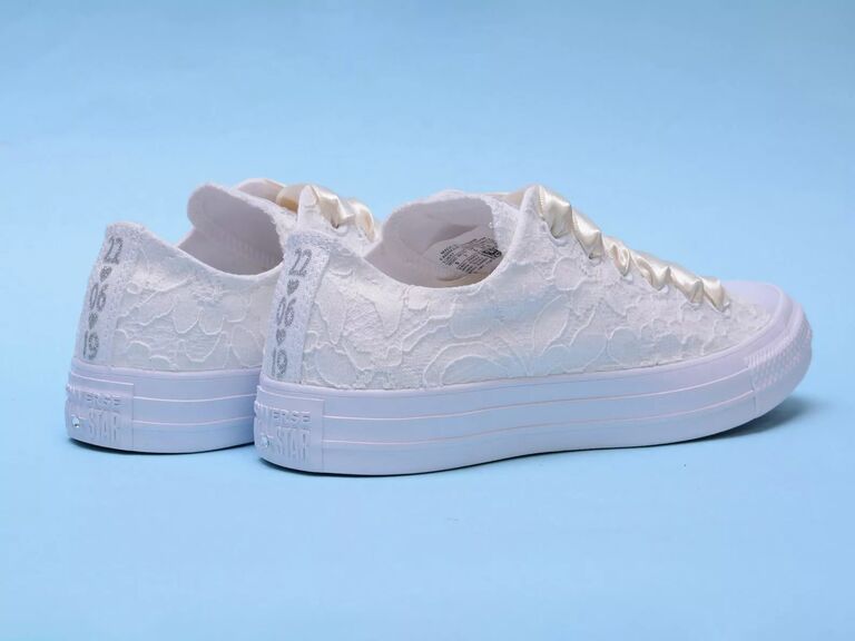 Etsy custom sneakers for your wedding in white lace