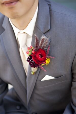 Red Rustic Boutonniere