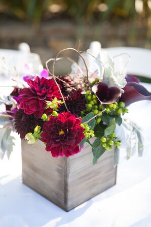 Dahlia and Calla Lily Rustic Centerpiece