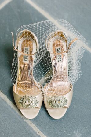 Ivory Badgley Mischka Wedding Shoes with Brooch Detail