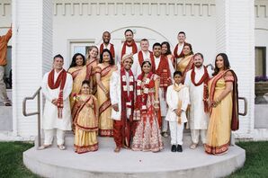 Cream and Red Kurta Indian Groomsmen Attire