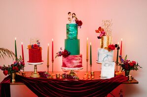 Trio of Cakes at Reception in Miami, Florida