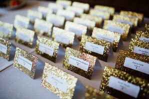 Gold Sparkly Stationery, Escort Cards
