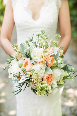 Peach and Ivory Textured Bridal Bouquet