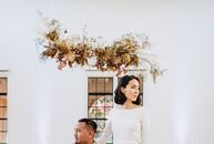 For Gabriella and Louie's modern, minimalist wedding at BLDG 177 in San Diego, California, a subtle-yet-bohemian color palette of beige, caramel and r