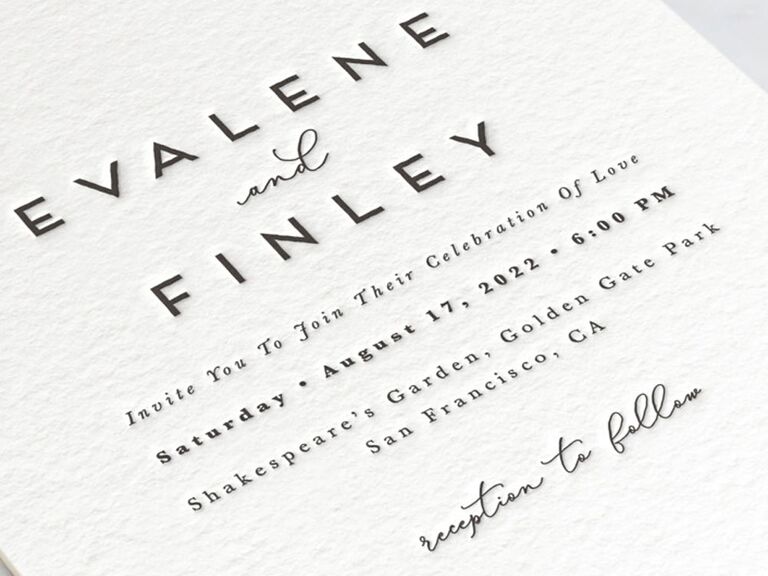 minted embossed wedding invitation