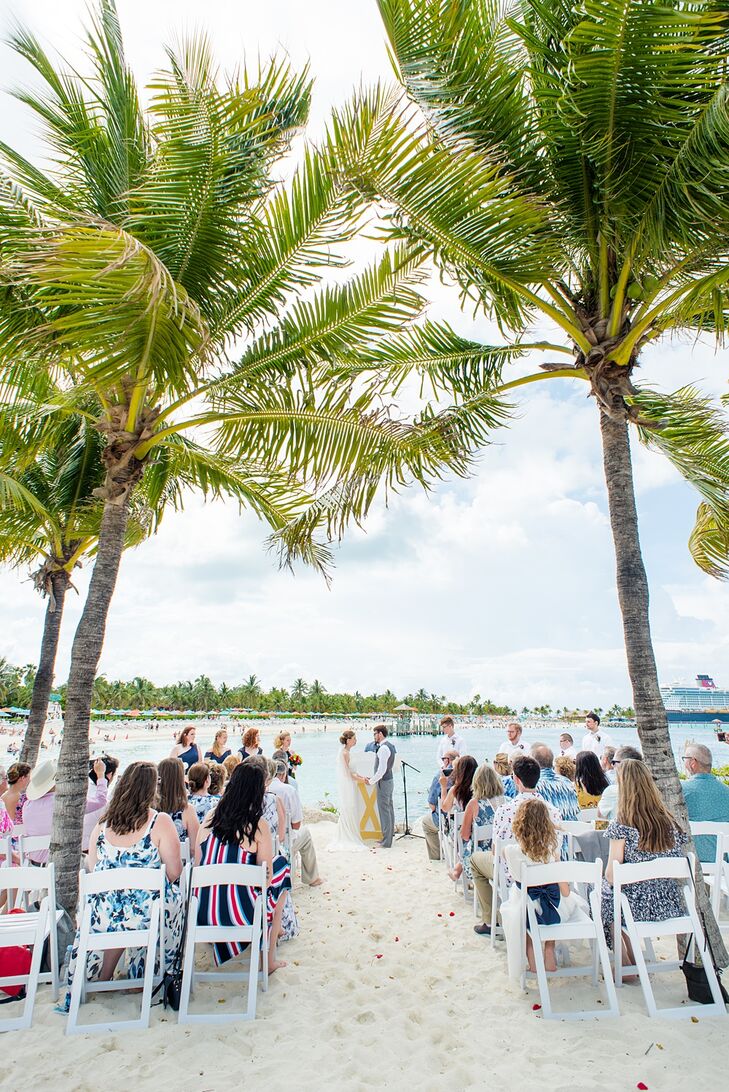 Casual Beach Ceremony with Palm Trees