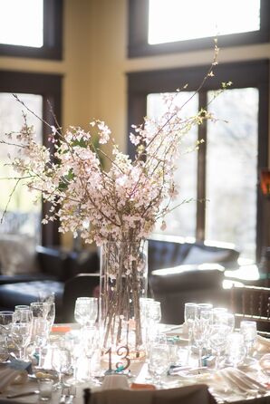 Romantic, Tall Cherry Blossom Centerpiece