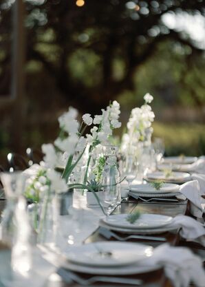 White Sweet Pea Floral Centerpieces