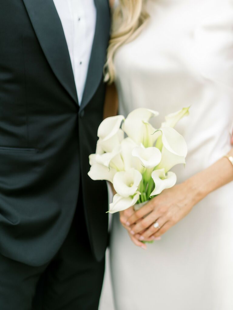 simple elegant fall wedding bouquet with white calla lilies