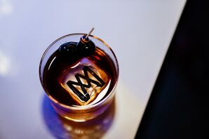 Old Fashioned Cocktail With Custom Monogrammed Ice Cube