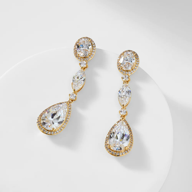 Cubic Zirconia Pear and Oval Drop Earrings by Nadri 