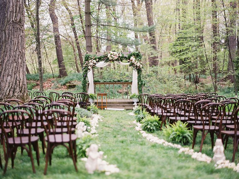 Fairytale-themed decor at outdoor wedding ceremony