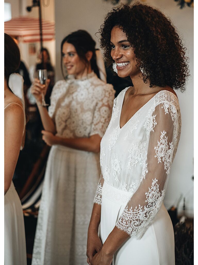 Laure de Sagazan wedding dress long sleeve lace dress