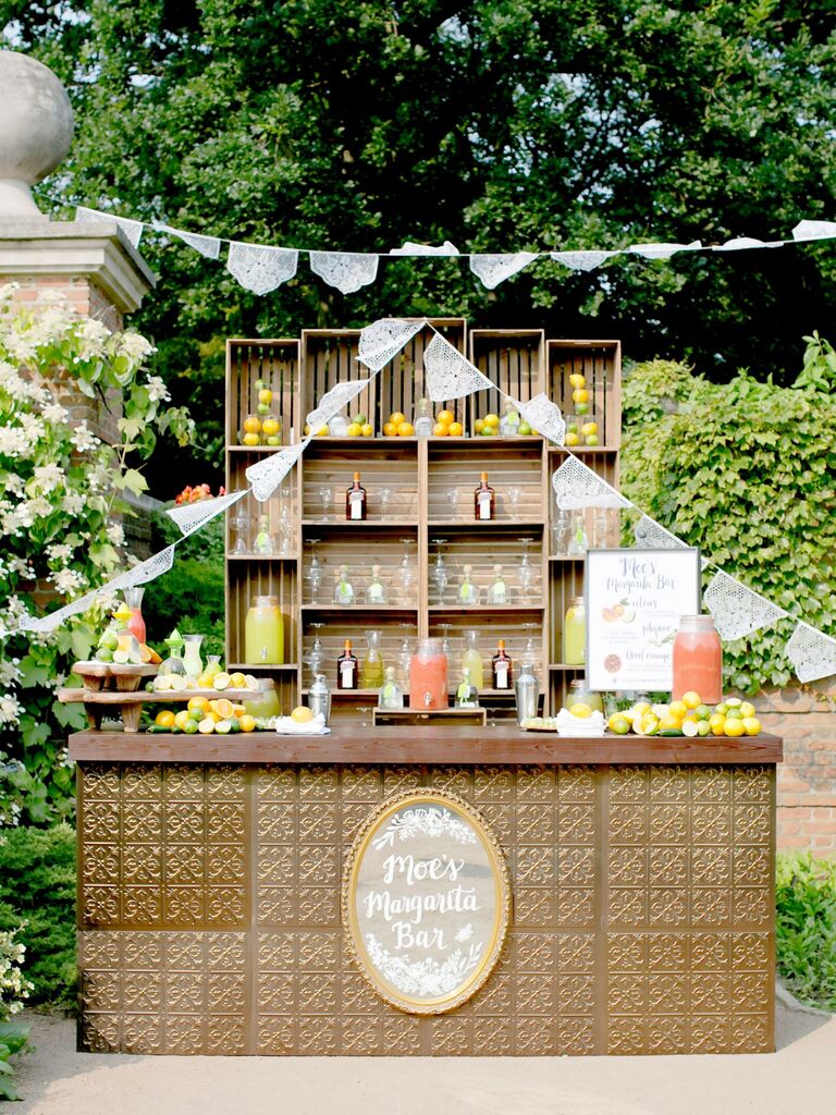 Cute cocktail bar idea for a small wedding. 
