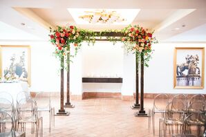 Wedding Chuppah With Red and Orange Flowers