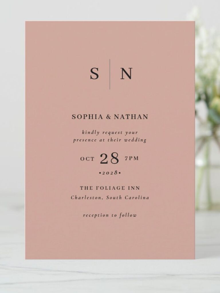pink wedding invitation