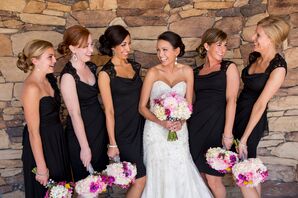 Bridal Party Wearing Short Black Dresses