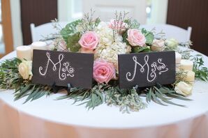 Romantic Sweetheart Table 'Mr.' and 'Mrs.' Signs