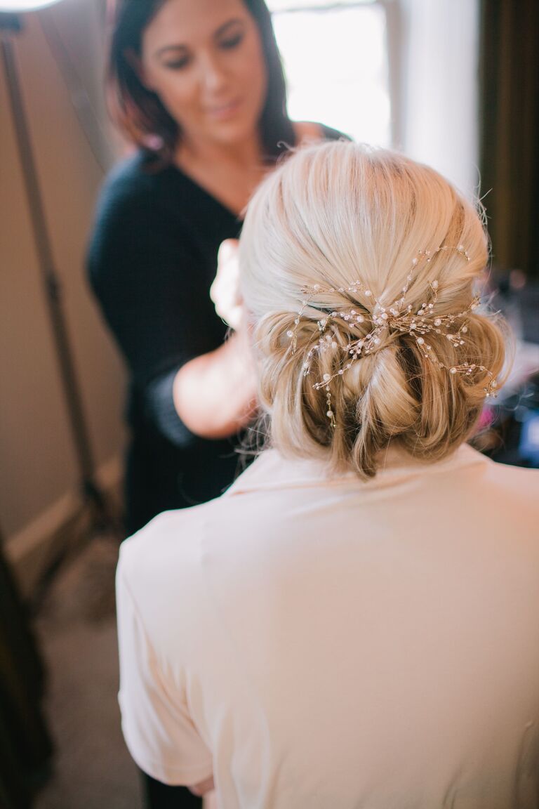 Wedding updo beaded headpiece